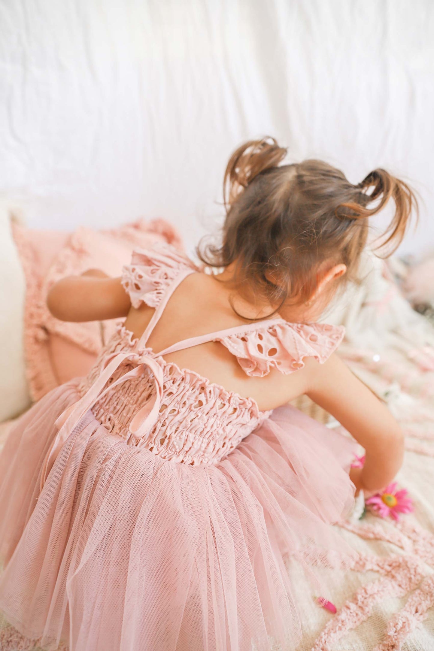 Trixie Belle Dusty Rose Pink Tutu Baby Girl Tulle Party Romper