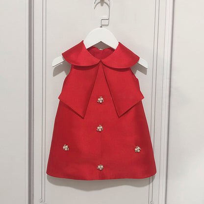 Girl Formal Dresses Baby Girl Sleeveless Doll Collar Birthday Party Princess Dress