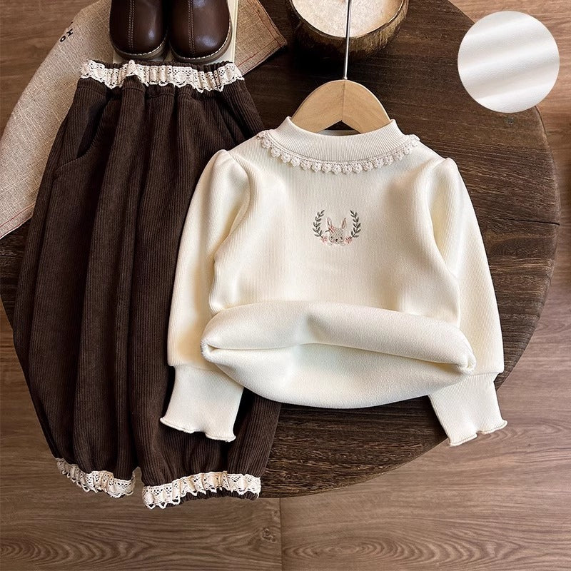 Girls Winter Comfortable Outfit Girls Elegant Outfit Two-piece Set