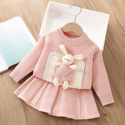 Girls Comfortable Outfit Girls Elegant School Outfit Two-piece Set