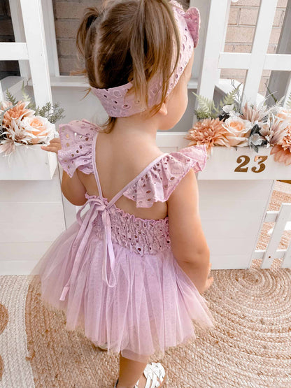 Trixie Belle Lilac Tutu Baby Girl Romper
