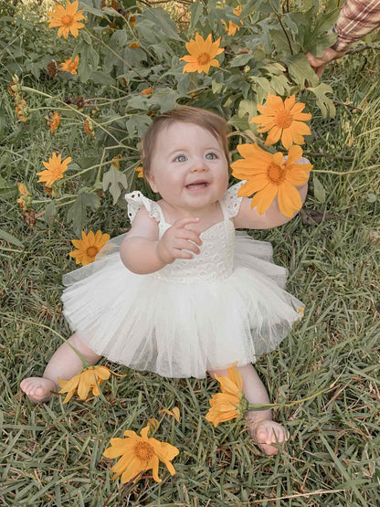 Trixie Belle White Tutu Baby Girl Tulle Party Romper