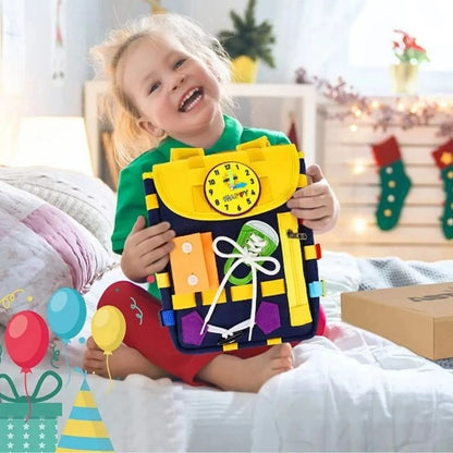 Busy Board Backpack – Montessori Sensory Learning Bag for Toddlers 1 Year+