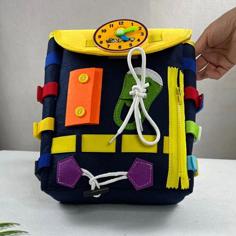 Busy Board Backpack – Montessori Sensory Learning Bag for Toddlers 1 Year+