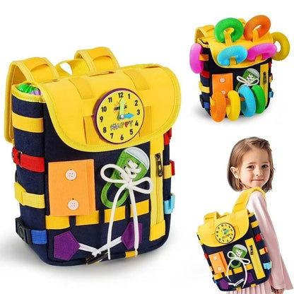 Busy Board Backpack – Montessori Sensory Learning Bag for Toddlers 1 Year+