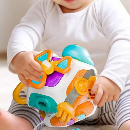 Busy Cube 10-in-1 Montessori Activity Cube – Sensory Travel Toy for Babies 12 Months+