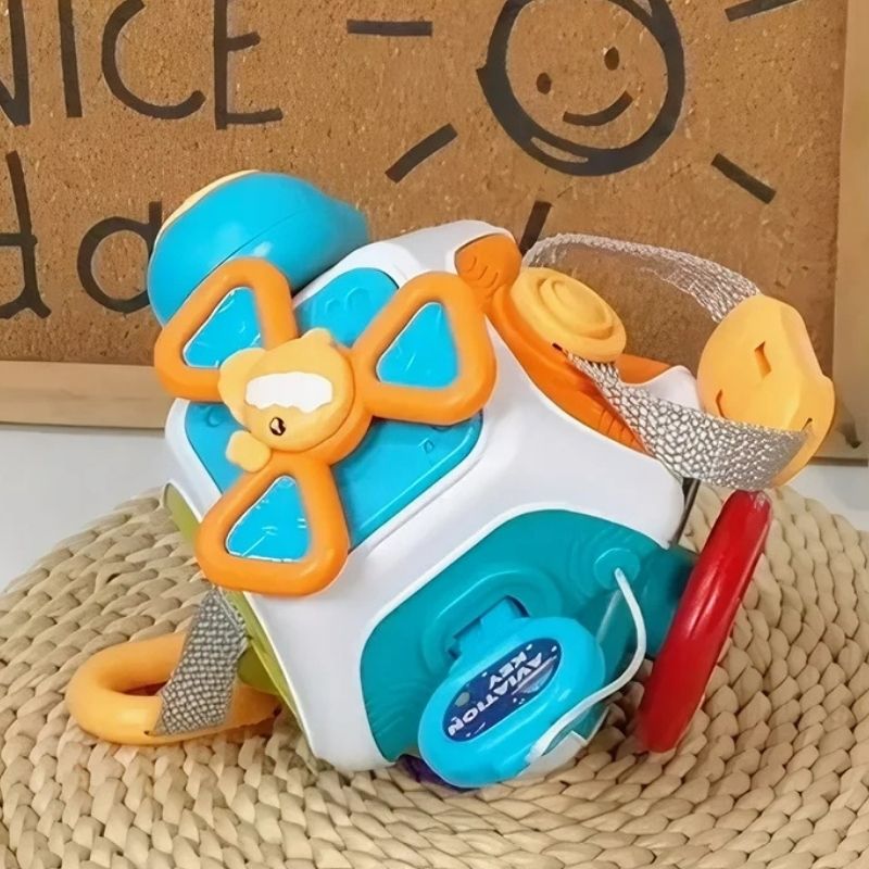 Busy Cube 10-in-1 Montessori Activity Cube – Sensory Travel Toy for Babies 12 Months+