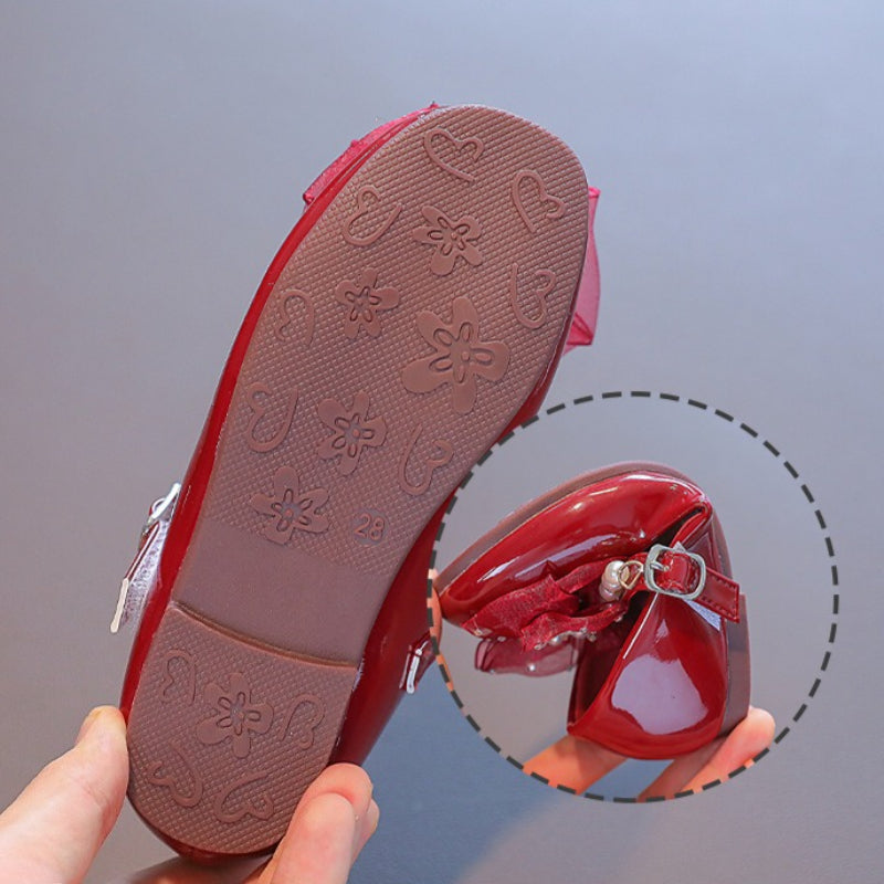 Girls' Christmas Soft-Soled Bow Princess Shoes