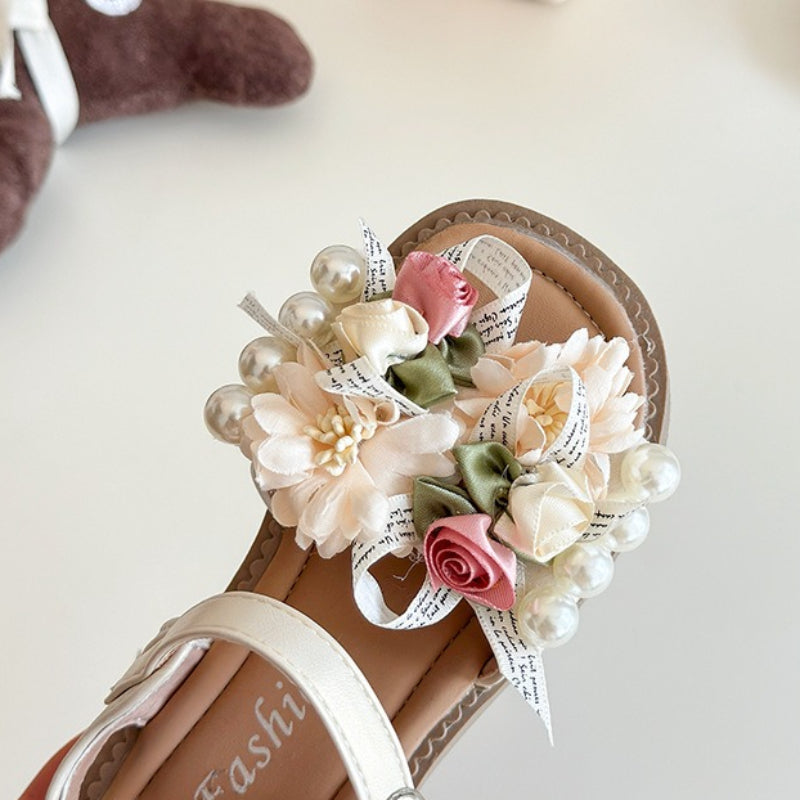 Girls' Summer Princess Flower Soft-Soled Sandals