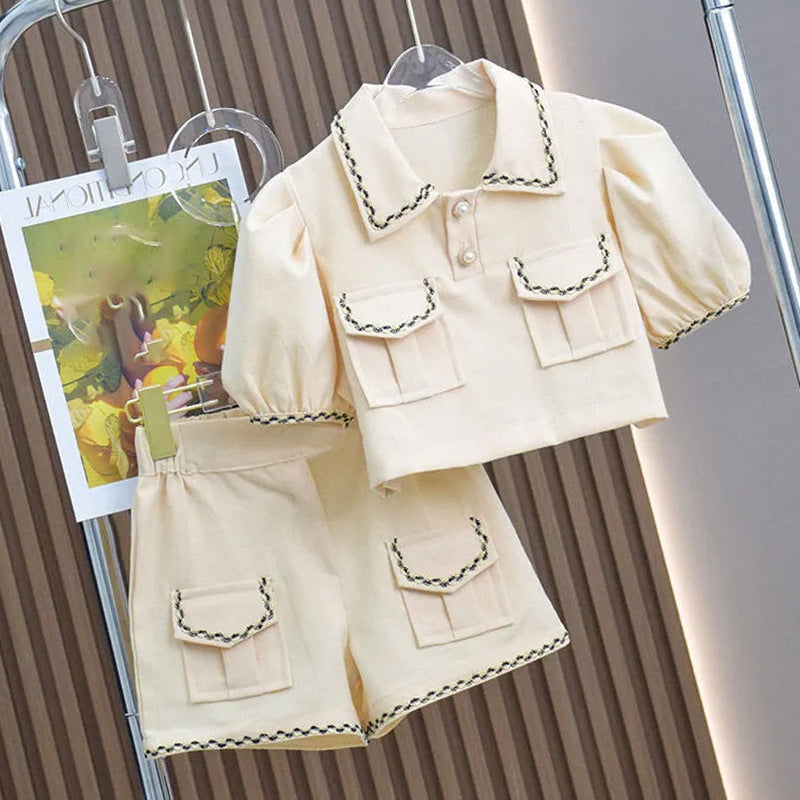 Girls Elegant School Outfit Girls Summer Holiday Outfit Two-Piece Suit