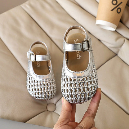 Girls New Summer Woven Openwork Sandals