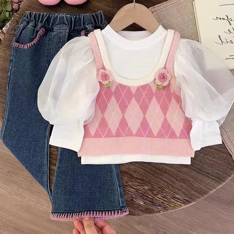 Girls Fall School Outfit Girls Elegant Two-piece Set