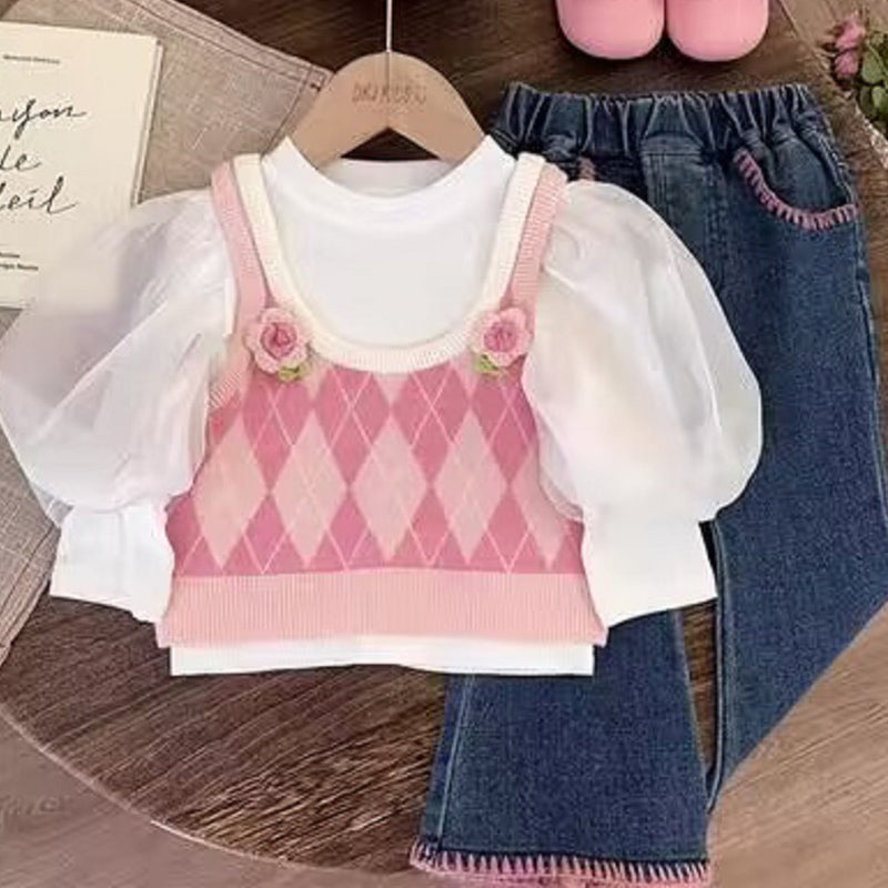 Girls Fall School Outfit Girls Elegant Two-piece Set