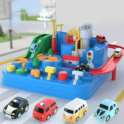 Interactive Toy Car Track – Battery-Free Adventure Race Set with 4 Cars, Ages 3+