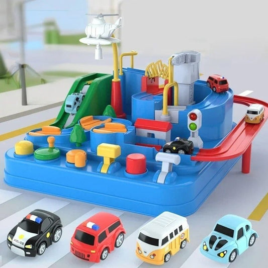 Interactive Toy Car Track – Battery-Free Adventure Race Set with 4 Cars, Ages 3+