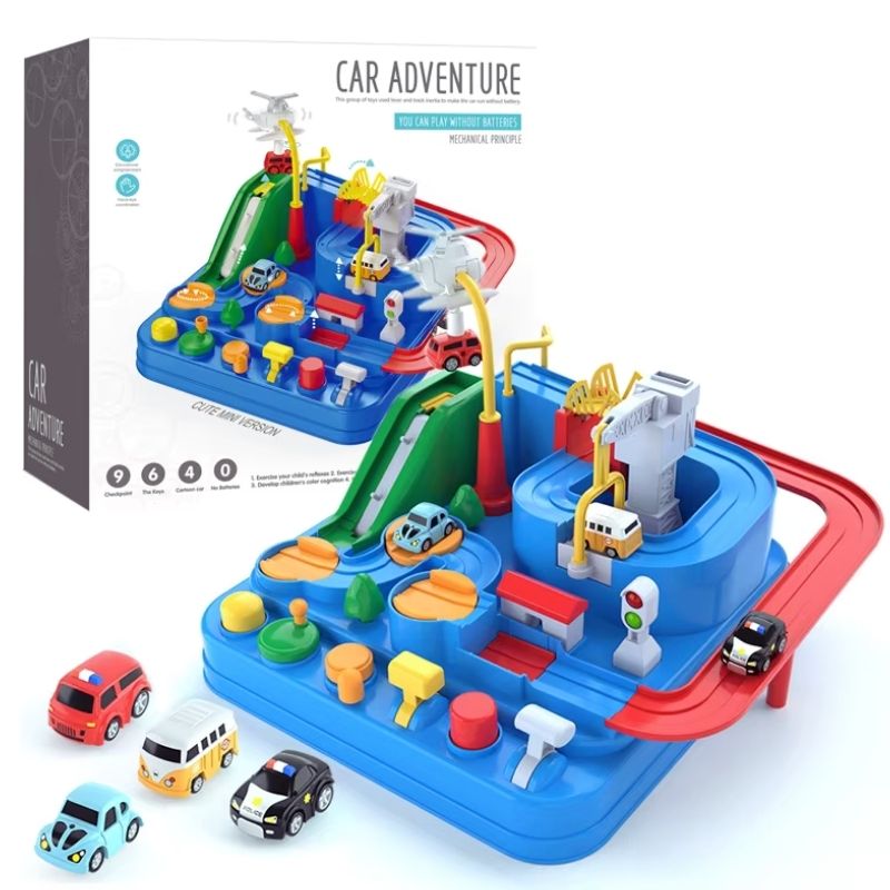 Interactive Toy Car Track – Battery-Free Adventure Race Set with 4 Cars, Ages 3+