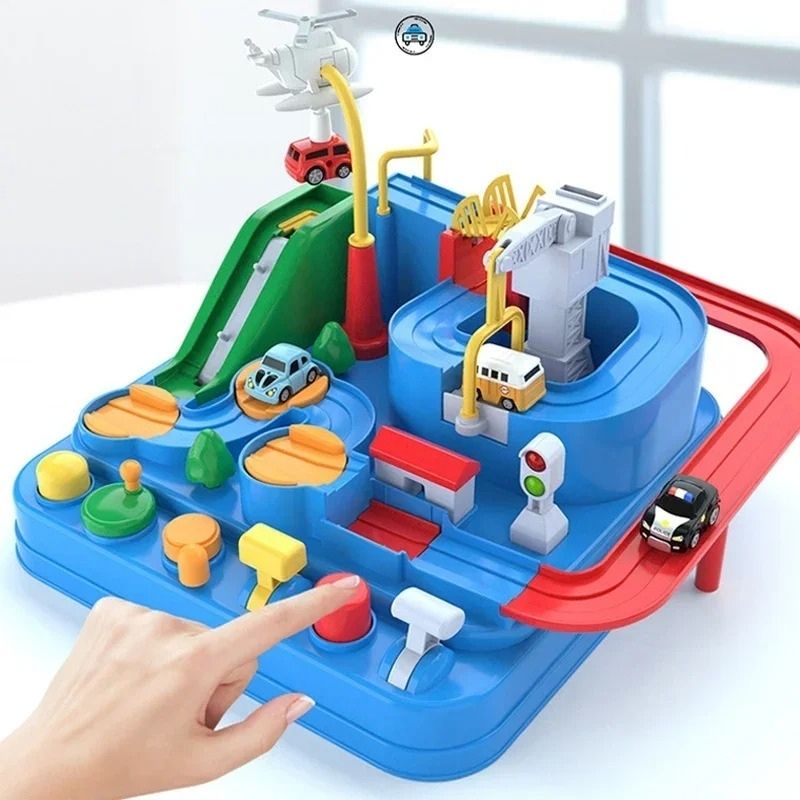 Interactive Toy Car Track – Battery-Free Adventure Race Set with 4 Cars, Ages 3+