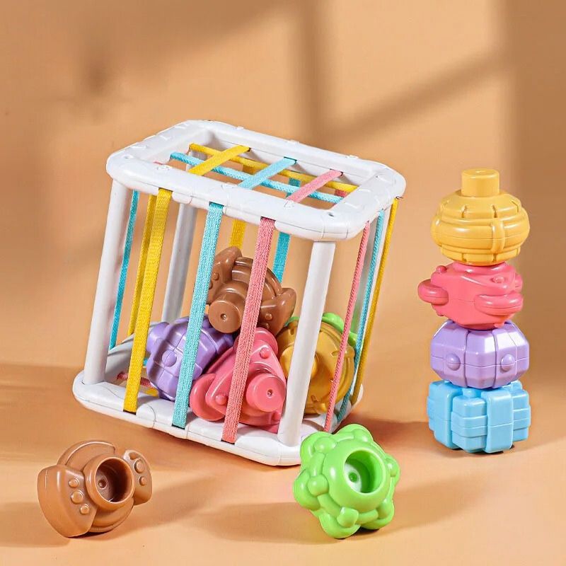 MagiCube™ Baby Activity Cube – Montessori Shape Sorter with Elastic Bands, BPA-Free