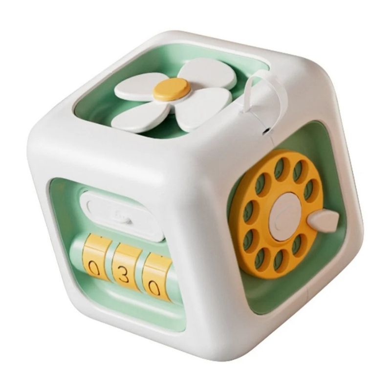 6-in-1 Montessori Activity Cube – Compact Sensory Travel Toy for Toddlers 12 Months+