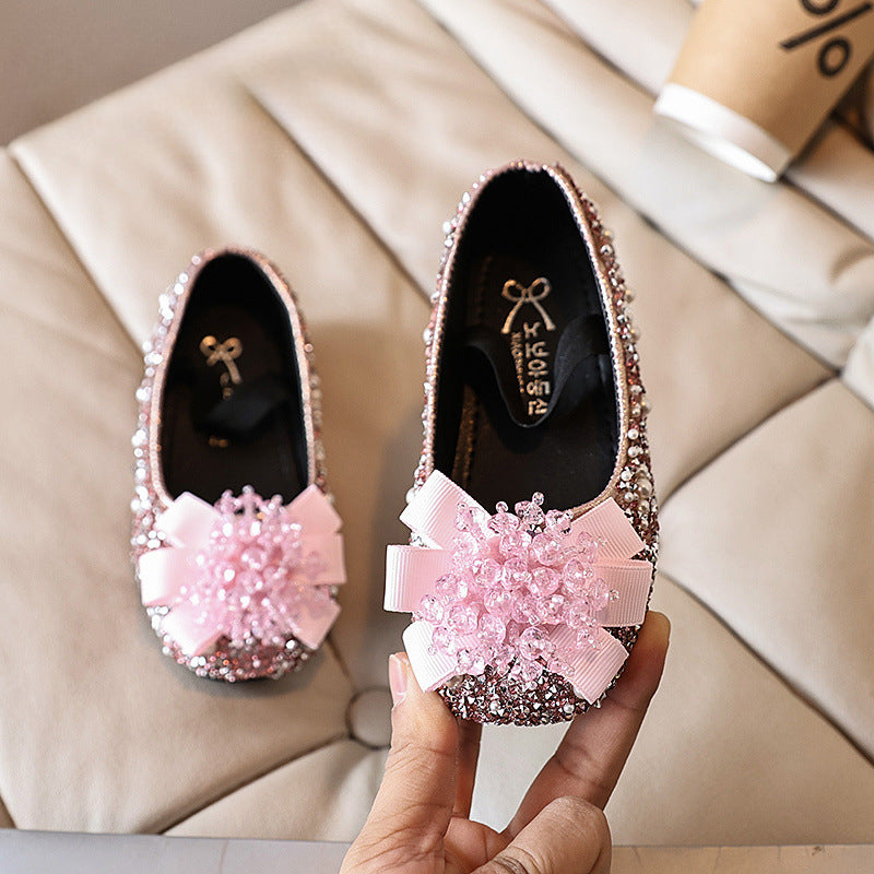 Girls Birthday Princess Shoes Children Flower Rhinestone Shoes