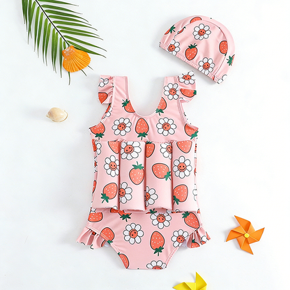 Children's Buoyancy Pink Peach Onesie Swimsuit