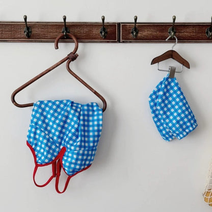 Girls' Plaid Tie-up Onesie Swimsuit