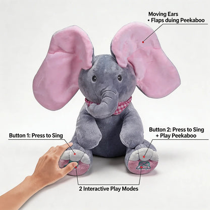 Baby Pink Peek-a-Boo Musical Elephant Plush Toy