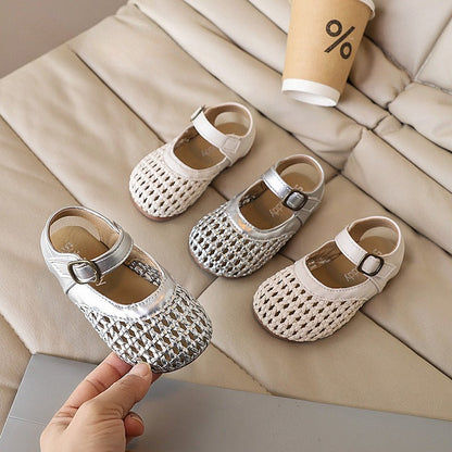 Girls New Summer Woven Openwork Sandals