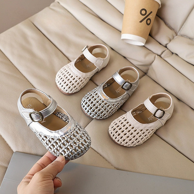 Girls New Summer Woven Openwork Sandals