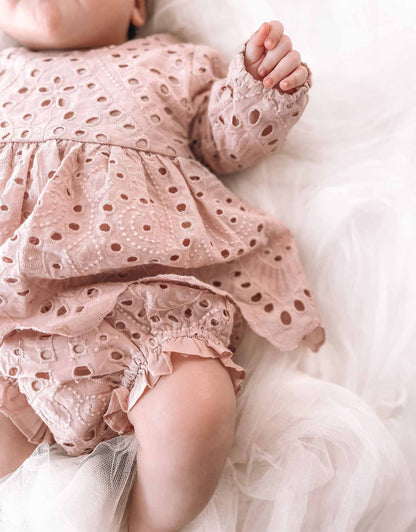 Dusty Rose Pink Ivy Baby Girl Two Piece Set