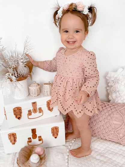 Dusty Rose Pink Ivy Baby Girl Two Piece Set