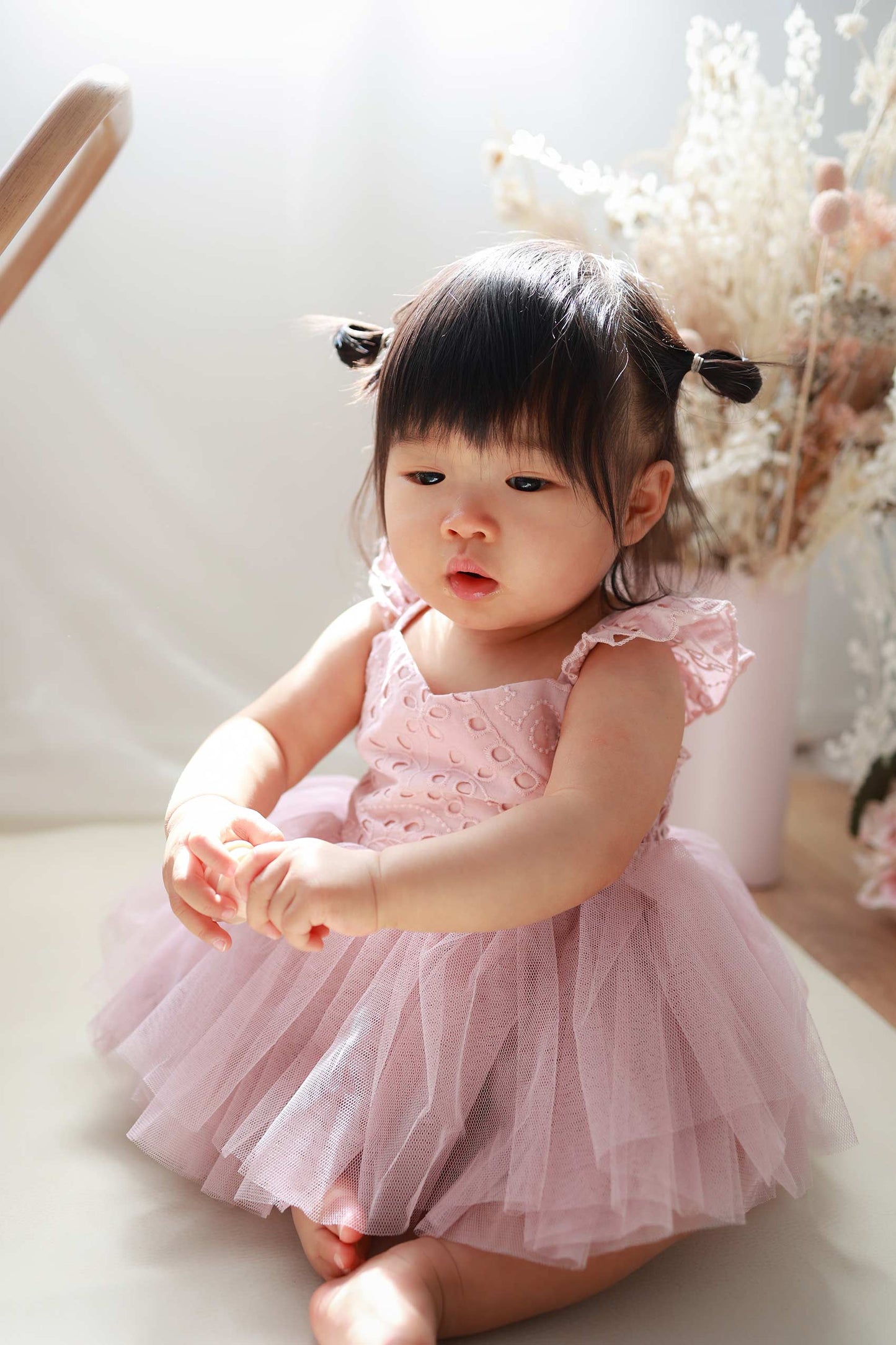 Trixie Belle Dusty Rose Pink Tutu Baby Girl Tulle Party Romper