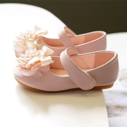 Girls' Pearl Flower Leather Princess Shoes