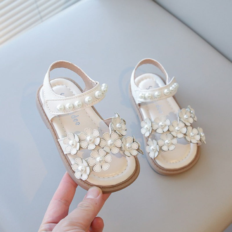Baby Flower Pearl Soft-Soled Princess Sandals