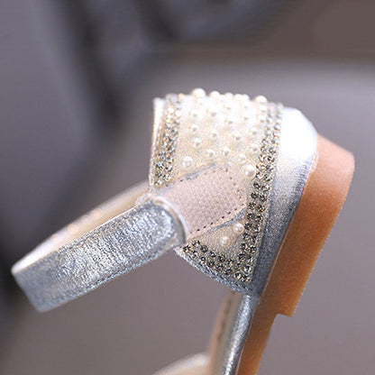Girl Dress Shoes Summer Bead Bow Princess Sandals