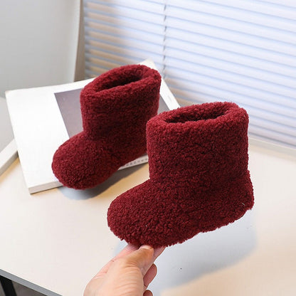 Girls' Winter Lamb Wool Warm Snow Boots
