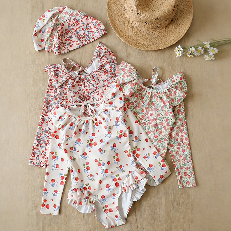 Girls Summer Cute Princess Onesie Swimsuit