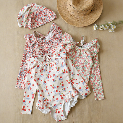 Girls Summer Cute Princess Onesie Swimsuit