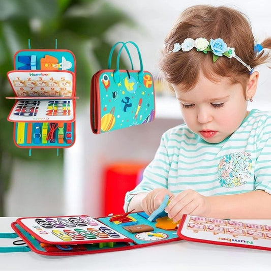 SensoBook™ Montessori Sensory Activity Board – 8-Page Quiet Book for Ages 0-4