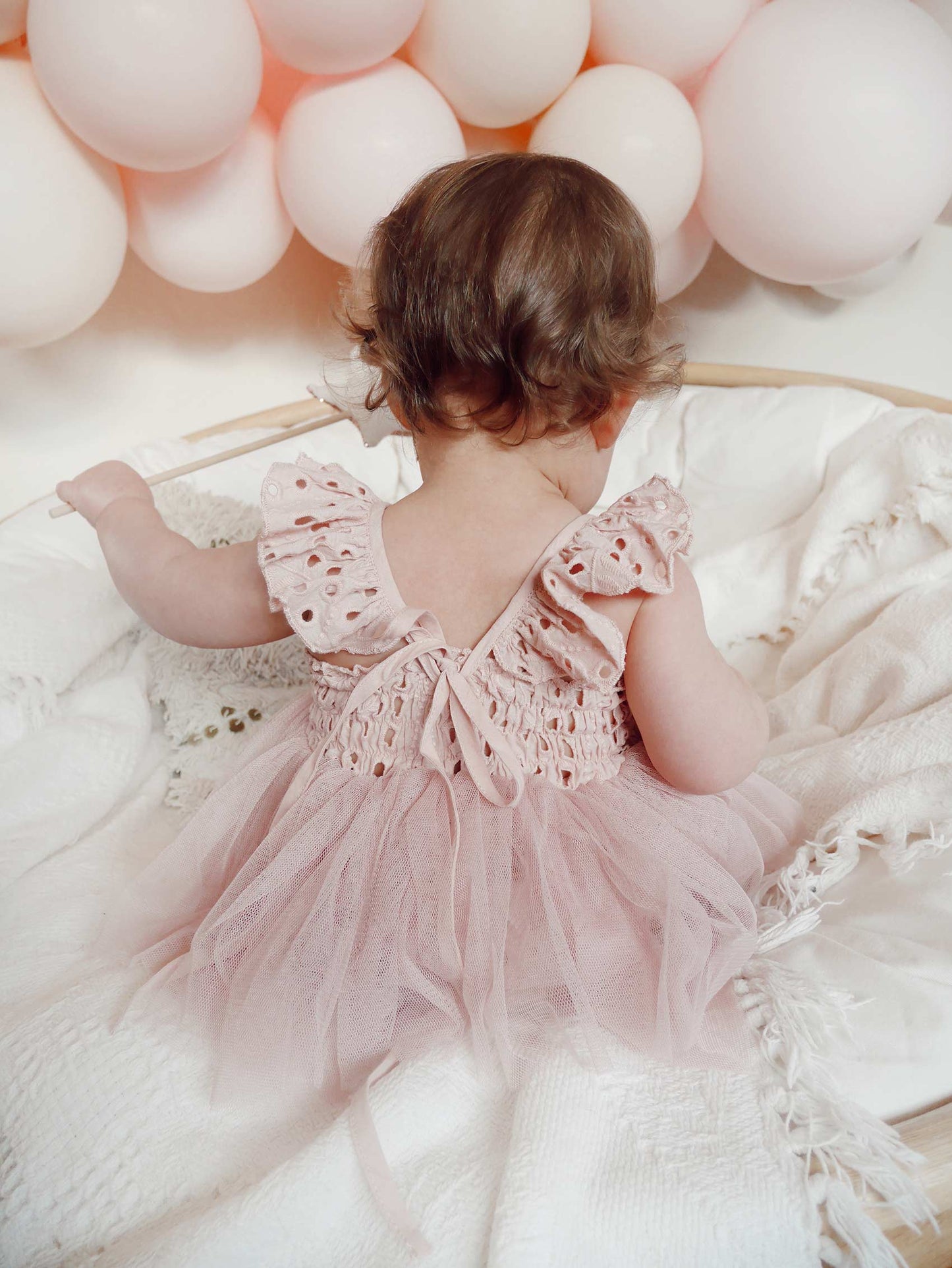 Trixie Belle Dusty Rose Pink Tutu Baby Girl Tulle Party Romper