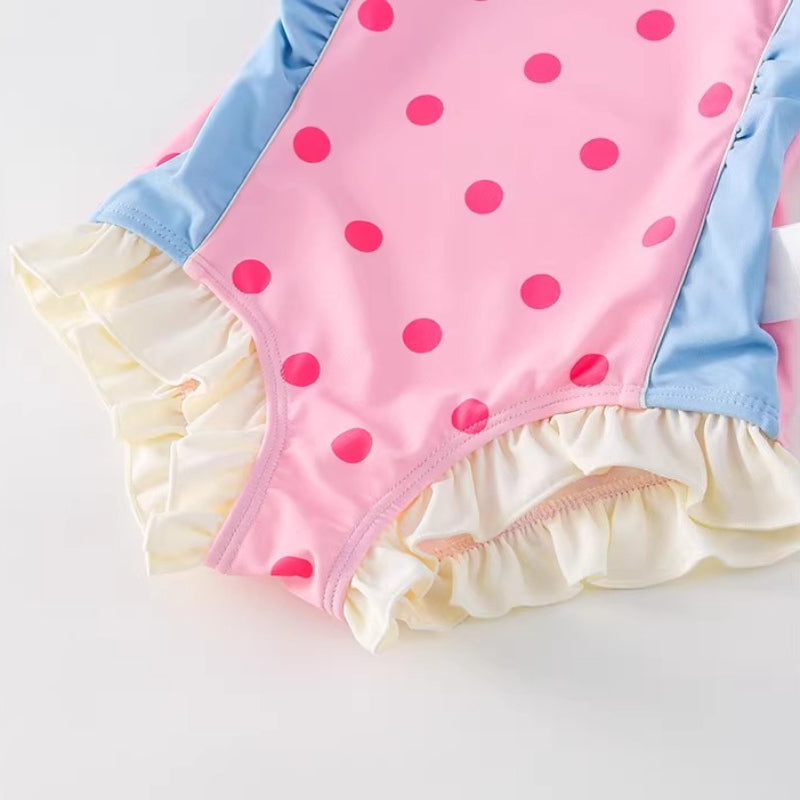Girls Cute Summer Vacation Princess Onesie Swimsuit