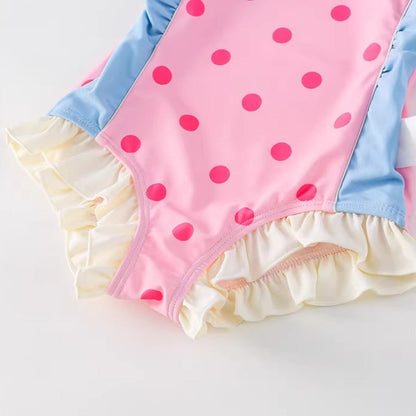Girls Cute Summer Vacation Princess Onesie Swimsuit