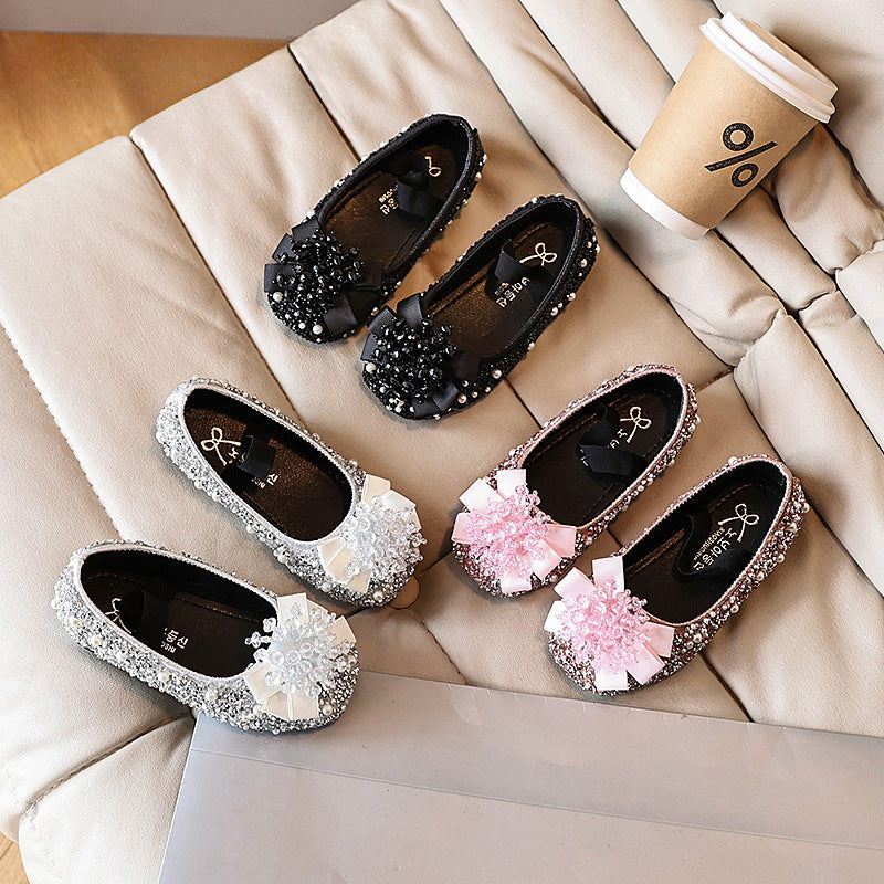 Girls Birthday Princess Shoes Children Flower Rhinestone Shoes