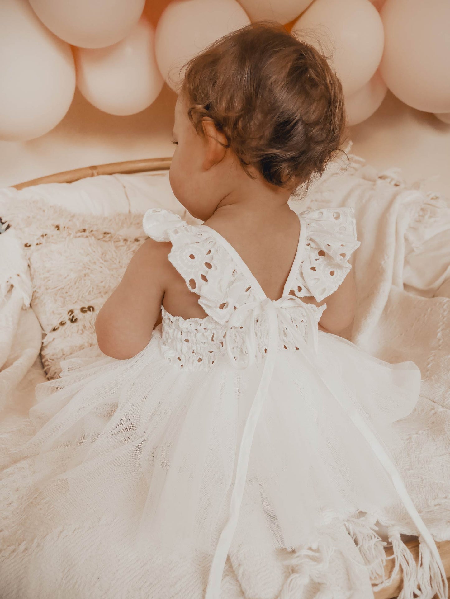 Trixie Belle White Tutu Baby Girl Tulle Party Romper