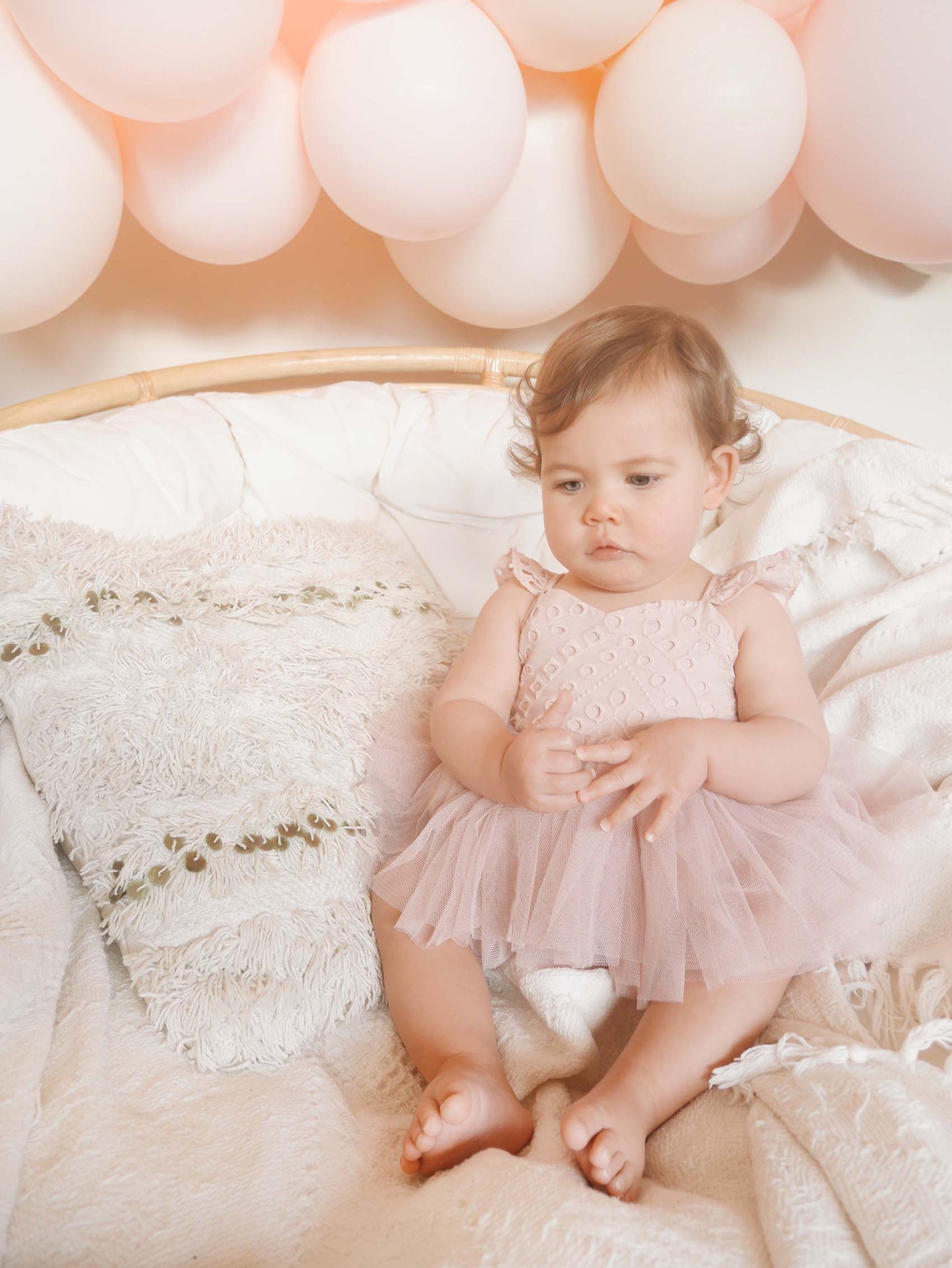 Trixie Belle Dusty Rose Pink Tutu Baby Girl Tulle Party Romper