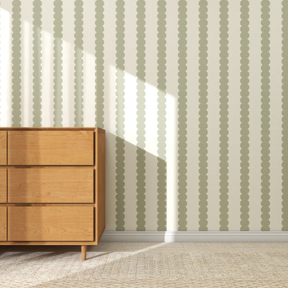 Scallop Stripe Wallpaper, Green