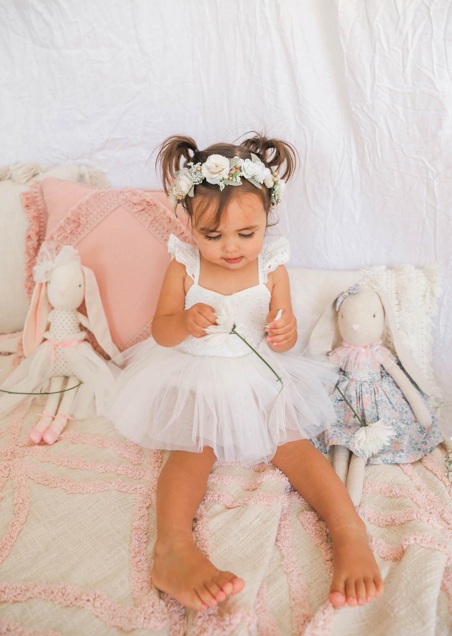 Trixie Belle White Tutu Baby Girl Tulle Party Romper