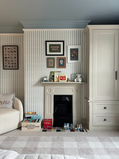 Little Abacus Stripe Wallpaper, Blue and Green
