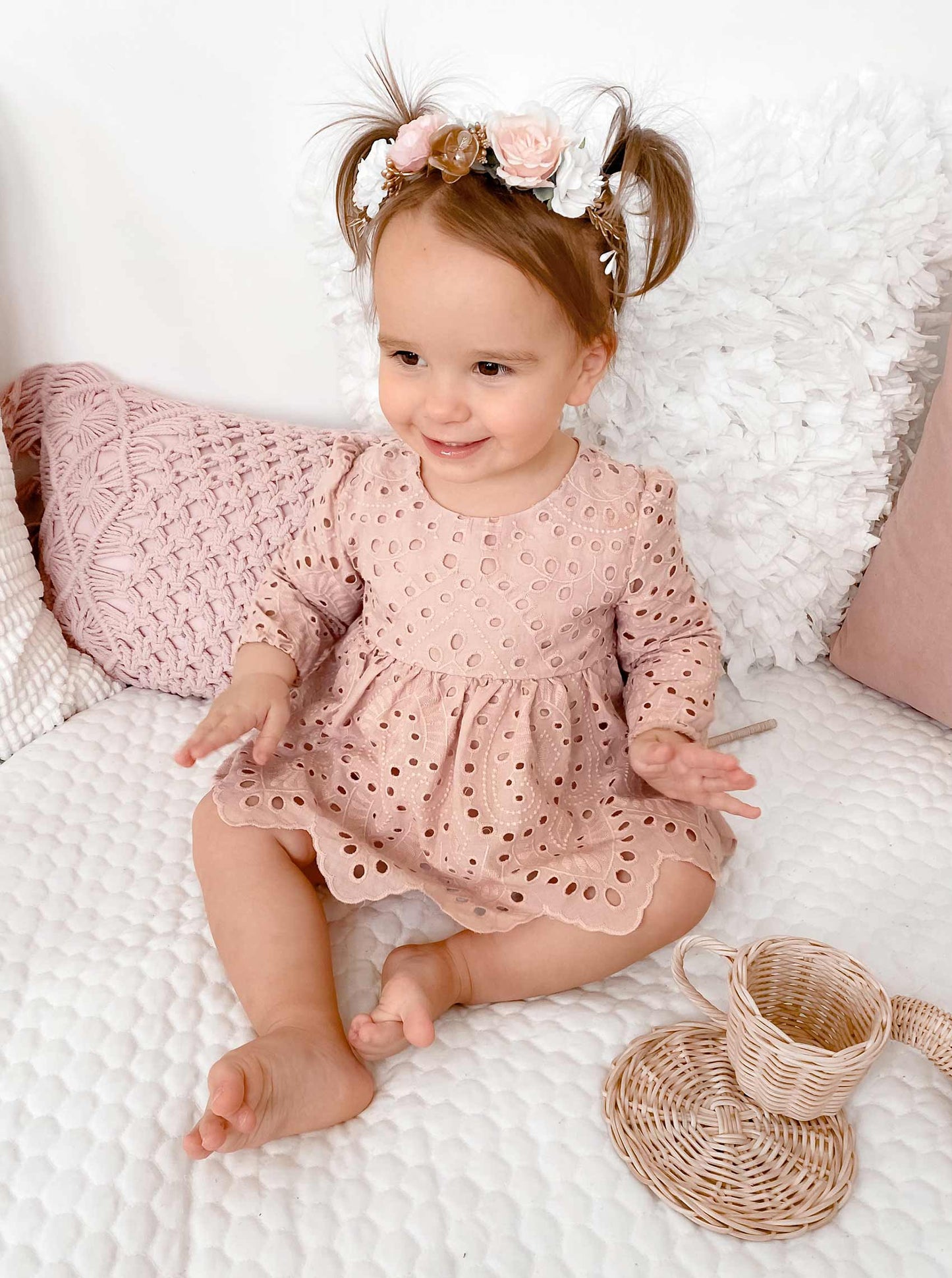 Dusty Rose Pink Ivy Baby Girl Two Piece Set