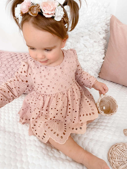 Dusty Rose Pink Ivy Baby Girl Two Piece Set